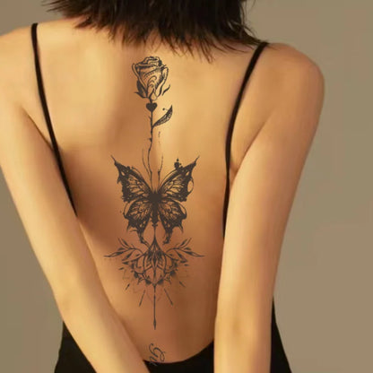 One Butterfly Spine Waterproof Temporary Tattoo, Lasting 1-2 Weeks, Semi-Permanent Tattoo Color, Realistic Fake Tattoo