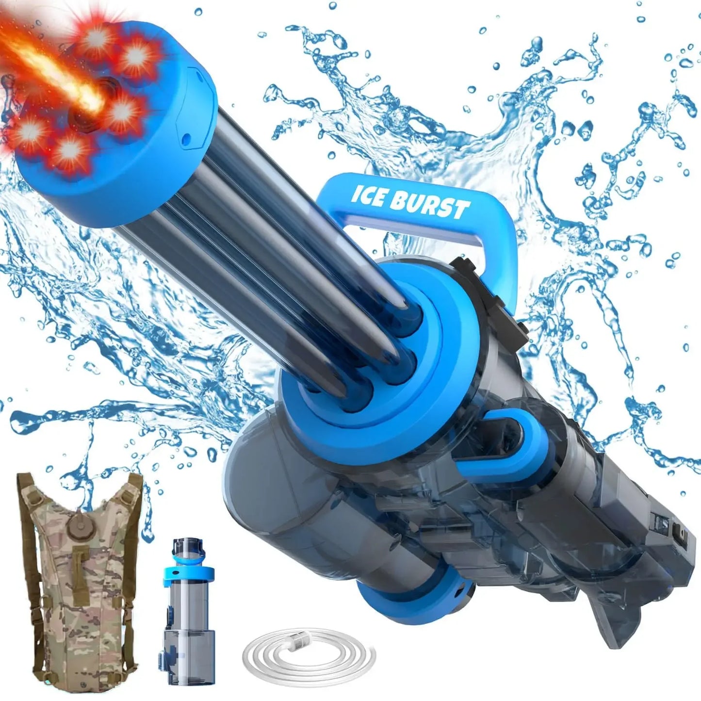 2024 Strongest Gatling Electric Water Gun Toy With Light Shooting Water Gun Summer Beach Pool Toys for Boy Adult Children Gifts