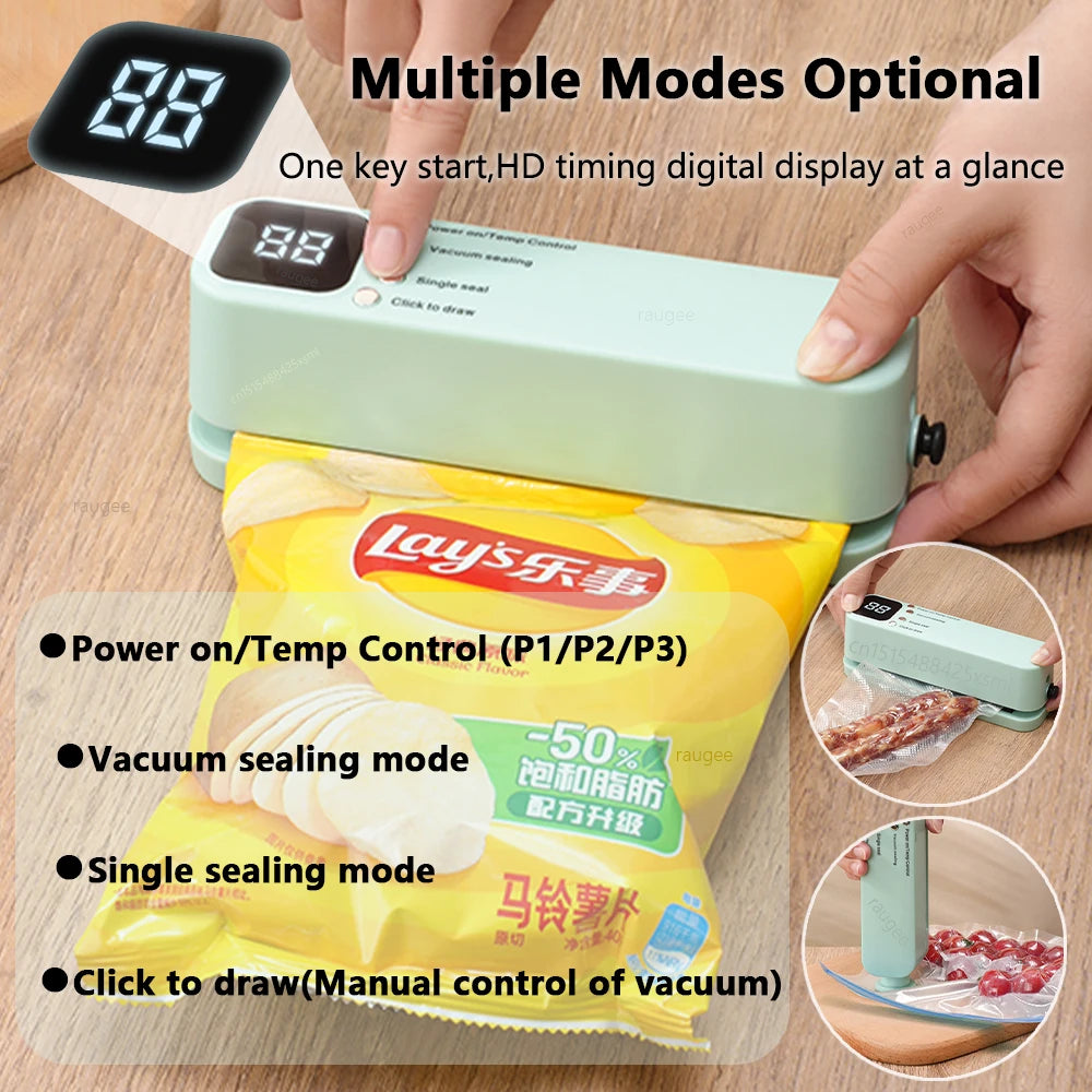 Mini Vacuum Bag Sealer Plastic Bags Sealer Food Packaging Bag Sealing Machine Rechargeable Vacuum Sealer Pump Electric Air Pump