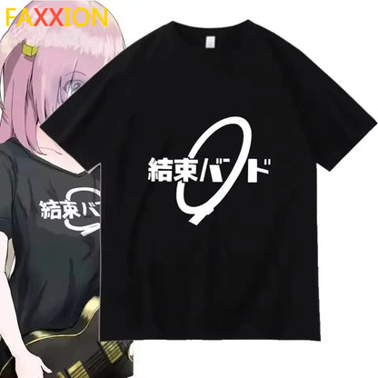 Unisex Anime Cos BOCCHI THE ROCK Hitori Gotoh Ljichi Nijika Cotton Casual Short Sleeve Tees High Quality Streetwear