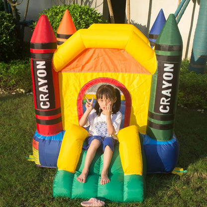 Mini Inflatable Bounce House with Blower Toddler Castle Kids Bouncy House with Slide, air Blower, Carrying Bag and Water Bag