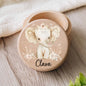 Personalized Wooden Milk Teeth Box Elephant Bunny with Name Wooden Tooth Box Protection of Baby's Fetal Hair Anniversary Gift