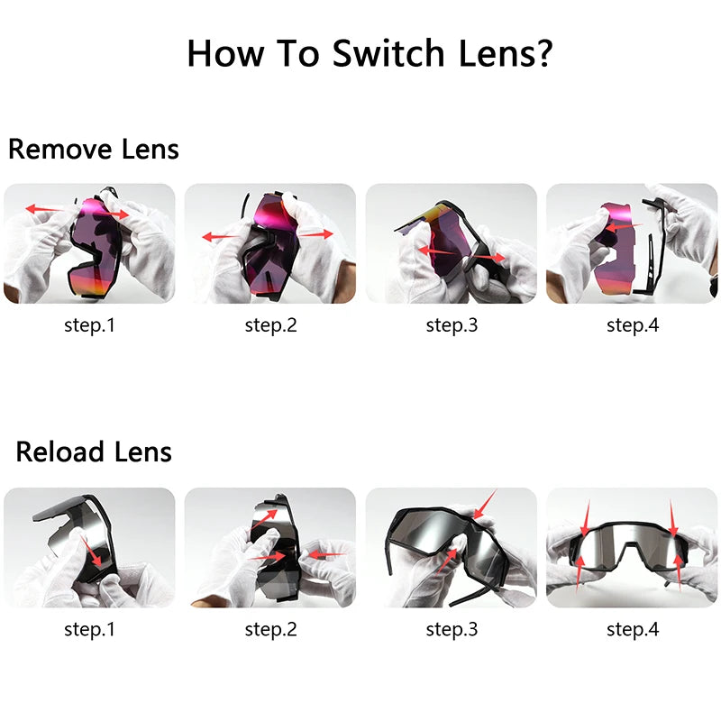 4 Lens Men Women Cycling Glasses Polarized Sport MTB Road Bike Goggles UV400 Bicycle Eyewear Fishing Running Driving Sunglasses