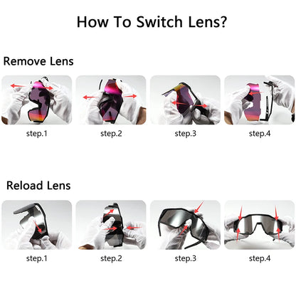 4 Lens Men Women Cycling Glasses Polarized Sport MTB Road Bike Goggles UV400 Bicycle Eyewear Fishing Running Driving Sunglasses