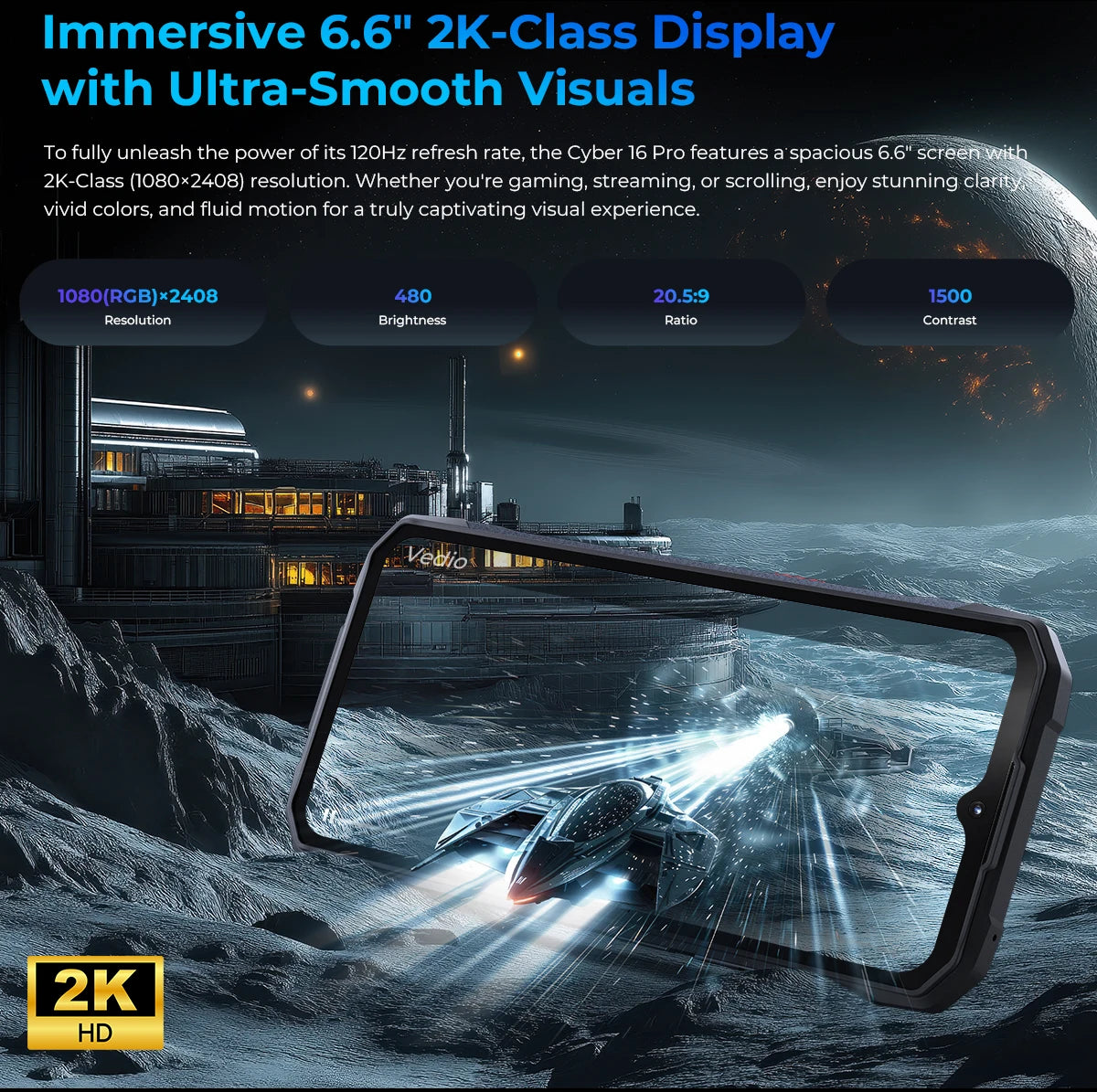 HOTWAV Cyber 16 Pro Rugged Smartphone G100 Octa-core Android 15 Mobile Phone 108MP 6.6'' FHD+ 2K 8GB 512GB 6280mAh Cellphone