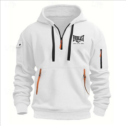 Fashion autumn and winter men's brand clothing multi-zipper design printed hoodie casual sweatshirt loose hooded jumper