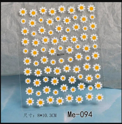 1PC 5D Macaron Flower/Fruit Nail Charms Sticker Embossed Bear/Rabbit/Letter Nails Slider Decals Summer Adhesive Manicure Decor&Y