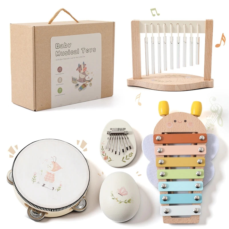 Montessori Music Instruments Baby 0 12 Months Toys Drum Xylophone Kids Early Educational Wooden Instruments Baby Toys Musical