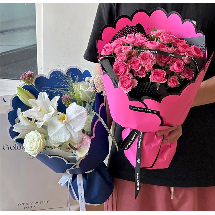 Valentine'S Day Aesthetics Wave Border Flower Wrapping Paper Art Dopamine Butterfly Bouquet Korean Wrapping Paper For Flowers