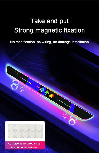 Customized Car Glows Welcome Door Sill Strip Light Threshold Lamp Welcome Scuff Plate Pedal Light Ambient Light illuminated