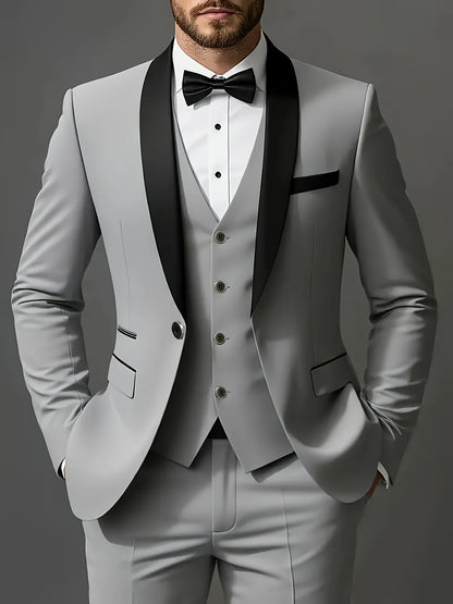 Men's 3pcs Suit Set, Jacket + Vest + Pants, Fashionable High-Quality, Suitable for Weddings, Parties and Formal Occasions