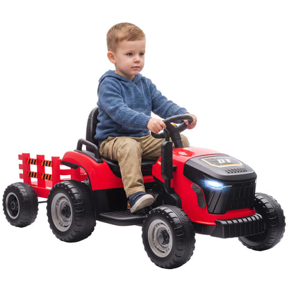 Electric tractor for children, ride-on tractor, with remote control, gradual start, suitable for children aged 3 to 8, red, toy car for children, ride-on tractor, electric toy car for children