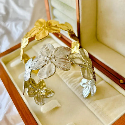 LATS New Personality Wide Flower Bracelet Opening Geometric Adjustable Hand Jewelry Wholesale
