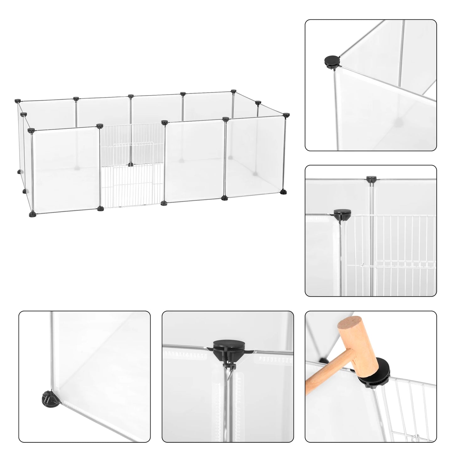 EUGAD Pet Playpen DIY Metal Wire Exercise Modular Enclosure with Door Small Animals Cage for Guinea Pig Rabbit Gerbil Hedgehog Pet Run