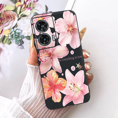 Case For Motorola Edge 50 Fusion Cover XT2429-1 Popular Flower Soft Black Silicone Phone Cases For Motorola G96 5G MotoG96 Funda