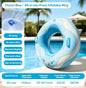 No Mouth Blowing Swimming Tube with Integrated Pump - Press to Inflate in Seconds! 2 Colors (Blue/Green) for Pool, Beach & Lake