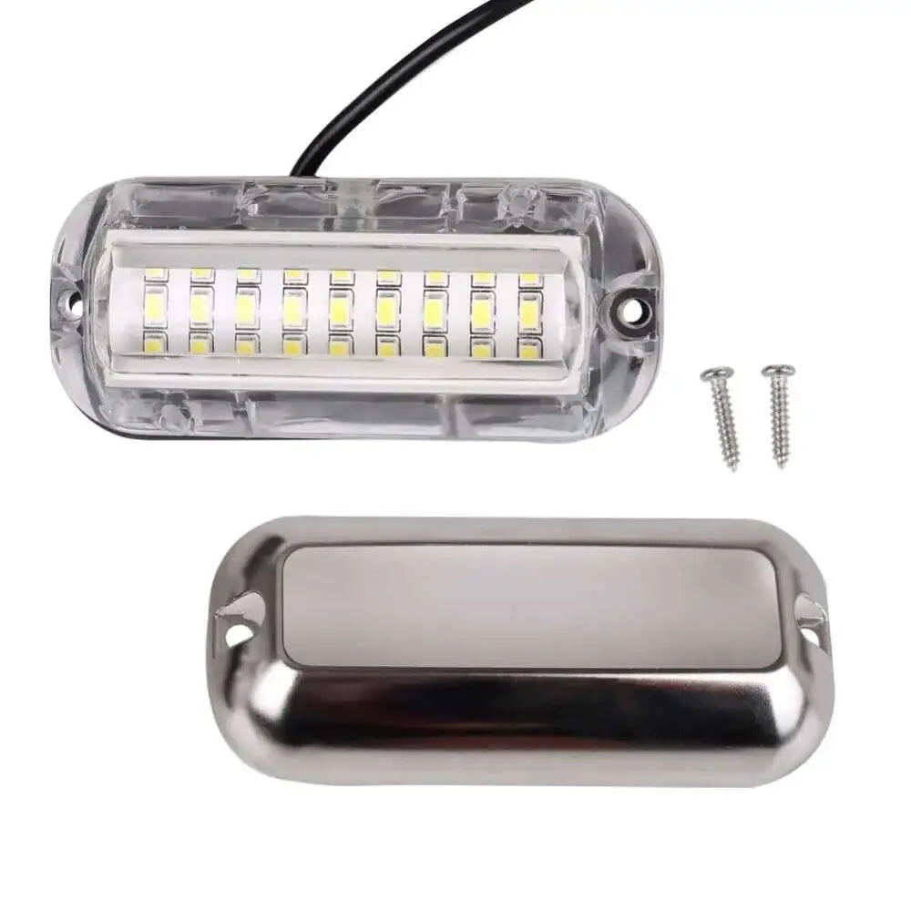 2PCS 27LED Blue/White/Red Stainless Waterproof Lights Underwater Pontoon For Marine Boat Transom&Blue Light Saig Lamp 50W