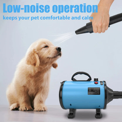 Pet Hair Dryer, Adjustable Wind Speed And Temperature Dog And Cat Grooming Blower, With 4 Different Nozzles, Can Quickly Dry All Pets
