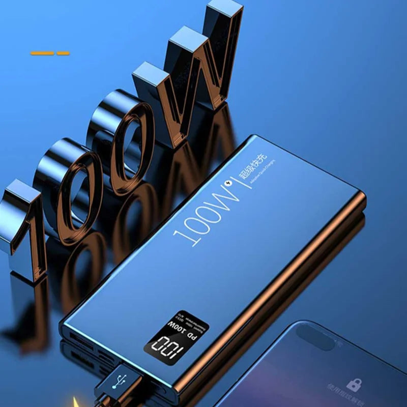 Lenovo 200000mAh Power Bank High Capacity 100W Super Fast Charging Portable External Battery With LED Digital Display For iphone