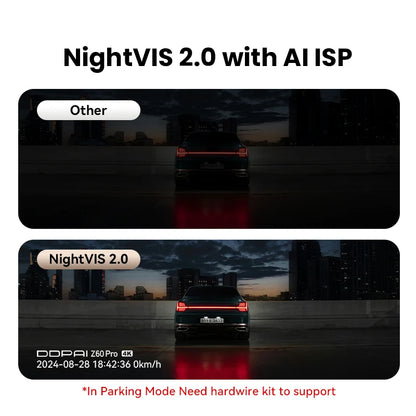 DDPAI Z60 Pro 4K Dash Cam Auto Dashcam Front GPS Car Camera for Dual SONY Sensor WiFi ADAS Night Vision DVR Video Recorder