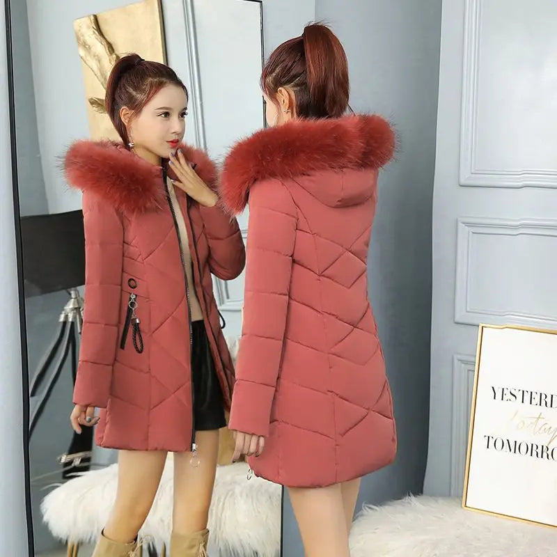 Winter New Fashion Long Cotton-padded Coat Womens Casual Hooded Parkas Womens Winter Jacket Coat Down Jacket Female