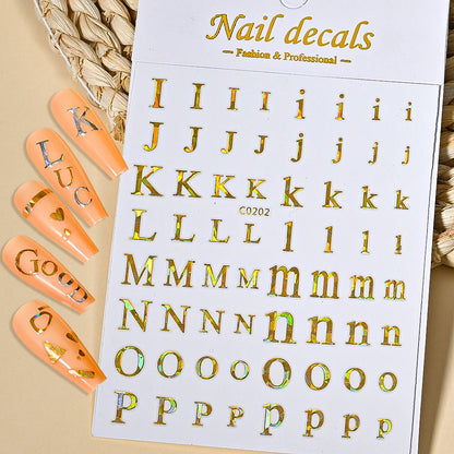 3D Glittery Gothic Letter Design Nail Art Stickers Uppercase Alphabet Letters Artistic Designs DIY Nail Art Decals Decoration #1