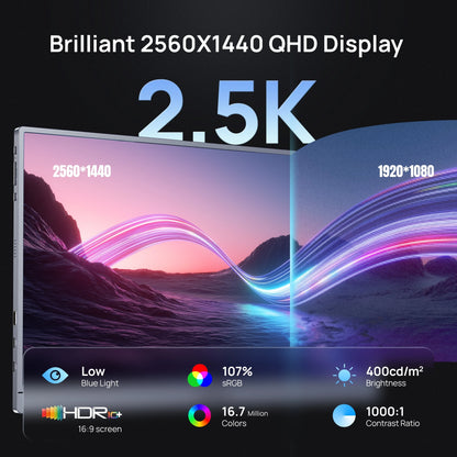 ARZOPA 16.1 inch 2.5k 180HZ External Portable Monitor HDR IPS Screen Second PC Displays for Gaming Working Anytime Anywhere Z3FC