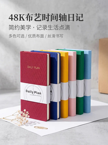 Undated Weekly Fabric A6 Journal - Portable Pocket-Sized Planner for Notes, Goals & Daily Flow Linen Weeks Planning System