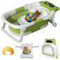 Eco-friendly Baby Bath with Temperature Indicator,Foldable Baby Bathtub for Newborn Baby Bath Tub,Infant Bath Tub with bath mat