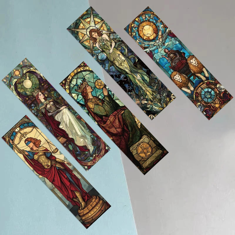 30pcs Stained Glass Tarot Bookmarks Unique Design Simple Creative Artistic Style Exquisite Craftsmanship Convenient Sticky Note