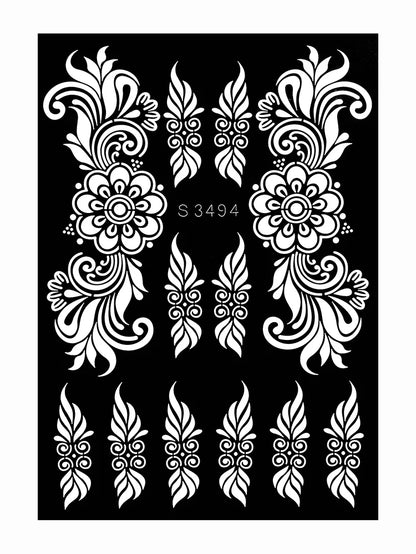 Flower Tattoo Stencil Reusable Henna Template for Hand and Body Henna Tattoo Design for Wedding Festival Party Tattoo Tools