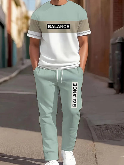 3D Navy Anchor Pattern Men's Set Summer Crew Neck Short Sleeve Shirt With Casual Trousers Two-Piece Set Casual Men's Set
