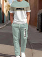 3D Navy Anchor Pattern Men's Set Summer Crew Neck Short Sleeve Shirt With Casual Trousers Two-Piece Set Casual Men's Set