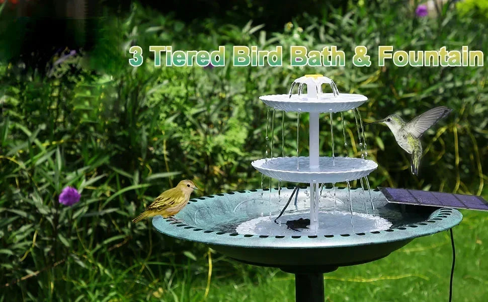 Solar Bird Bath Water Fountain Detachable DIY Water Landscaping Fountain For Bird Bathing Garden Decoration, Outdoor Bird Feeder