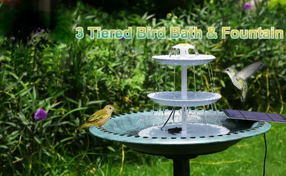 Solar Bird Bath Water Fountain Detachable DIY Water Landscaping Fountain For Bird Bathing Garden Decoration, Outdoor Bird Feeder