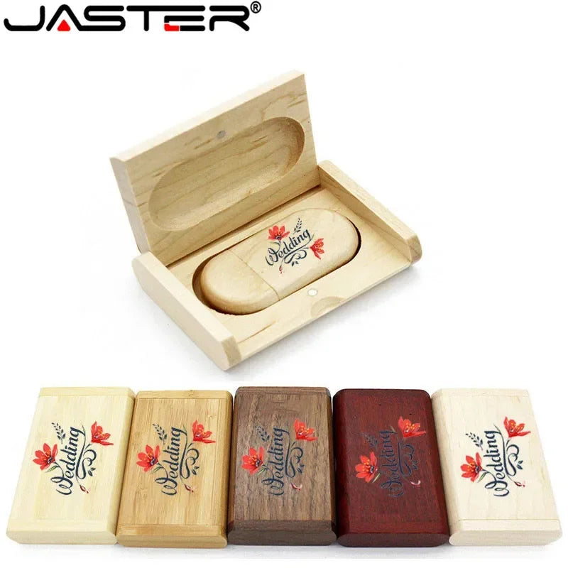JASTER High Quality Wooden Logo Engrave Wood USB Flash Drive 4GB 8GB 16GB 32GB 64GB Wedding Gift Flash Memory Card Pen Drive