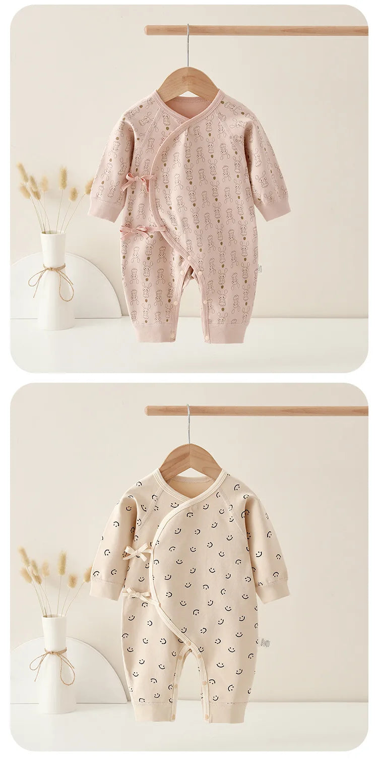 AYNIGIELL Spring Autumn 0-6 Months Baby Jumpsuit Cartoon Pattern Male and Female Infants 100%Cotton Rompers Infant Clothing