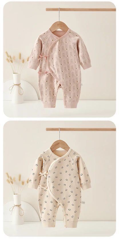 AYNIGIELL Spring Autumn 0-6 Months Baby Jumpsuit Cartoon Pattern Male and Female Infants 100%Cotton Rompers Infant Clothing