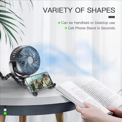 Mini Clip On Fan for Car Seat Crib Baby Stroller Fan Handheld Rechargeable USB Fan Small Cooling Fans Baby Stroller Accessories