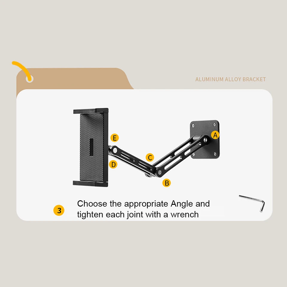 Adjustable Tablet Wall Mount Phone Stand Long Arm 360 Degree Rotatable Cantilever Desk Bed Holder for 4.7-12.9 inch Support iPad