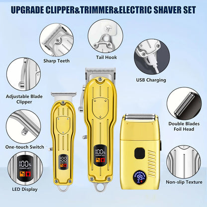 Hair Clippers Electric Razor Shavers for Men USB Rechargeable Clippers and Trimmer Beard Trimmer Barber Kit Professional Clipper