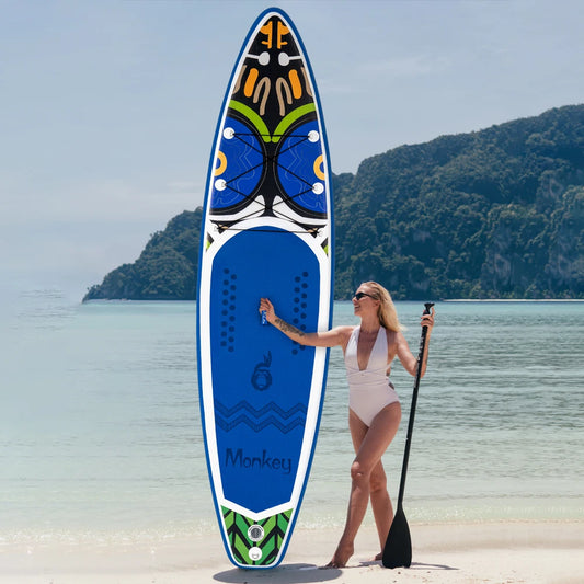 Feath-R-Lite pripučiama irklinė lenta 335 cm (11 pėdų) SUP lenta „Monkey Design“ lengvas kelioninis jogos rinkinys