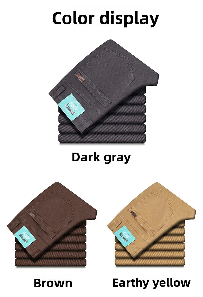 Classic Style 3 Colors Autumn Men's Slim Brown Jeans High Quality Business Casual High Stretch Denim Pants Male Brand Trousers