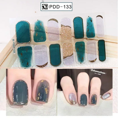 1PC Gel Nail Sticker Patch Slider Flower Gradient Color Back Glue Full Cover Waterproof Gel Nail Sticker UV Lamp Curing Manicur