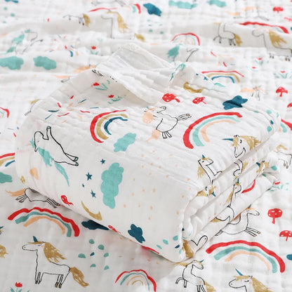 Environmental Breathable Newborn Baby Cotton Gauze Printed Muslin Swaddle Blanket Baby Bath Towel