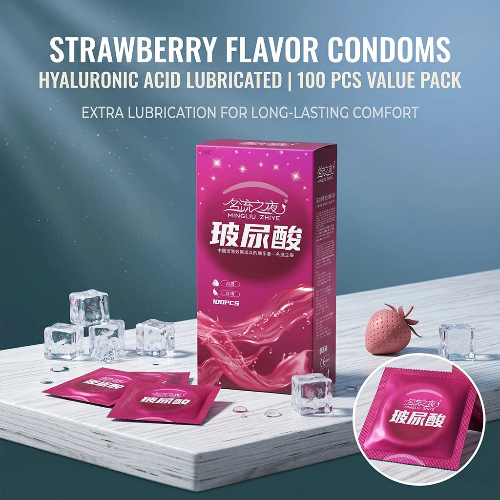 Strawberry Flavored Condoms 100pcs Bulk Ultra Thin Latex Condoms  Safe Contraception Lubricated Male Sex Toys for Men