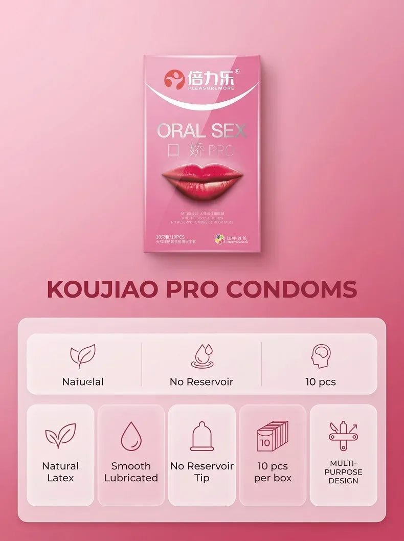 Oral PRO MultiPurpose Condoms No Reservoir Ultra Thin Front Internal Dotted Natural Latex 10pcs-50pcs Men ExtraSensation Beilile