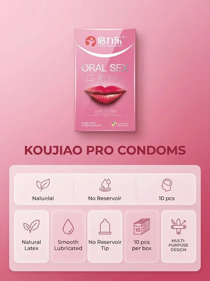 Oral PRO MultiPurpose Condoms No Reservoir Ultra Thin Front Internal Dotted Natural Latex 10pcs-50pcs Men ExtraSensation Beilile