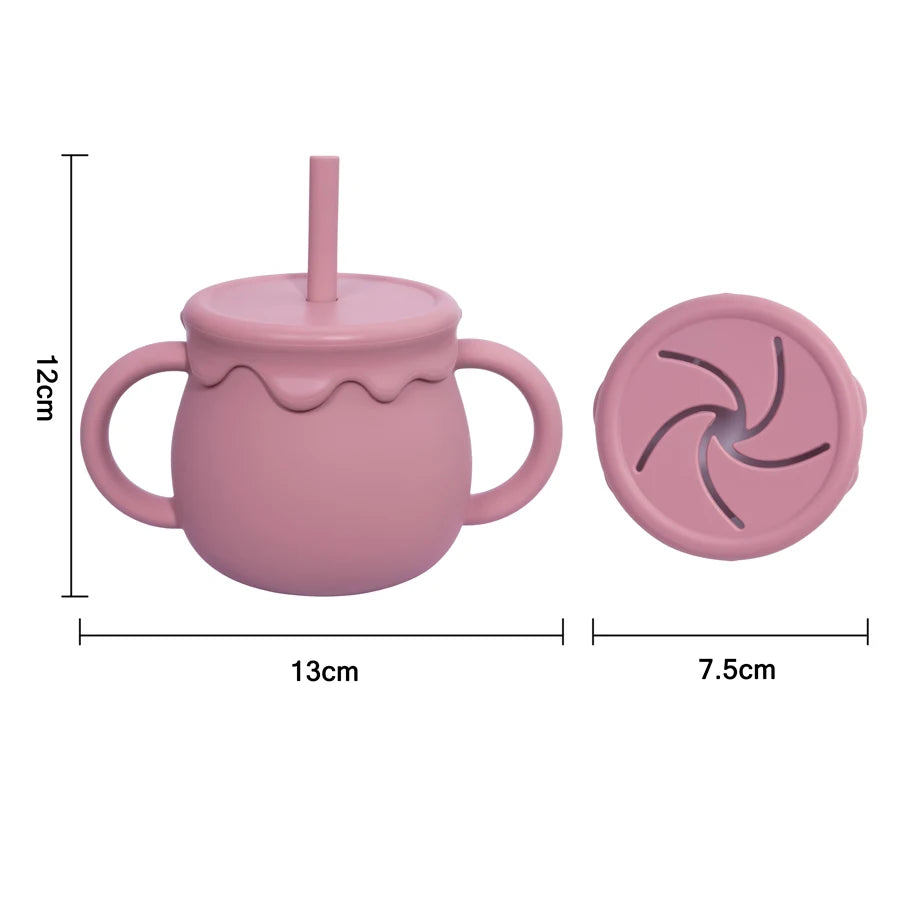Baby Feeding Food Storage Box Snack Cup Portable Drinking Cup Infant Dual Purpose Sippy Cup Cover Band Newborn Accessories