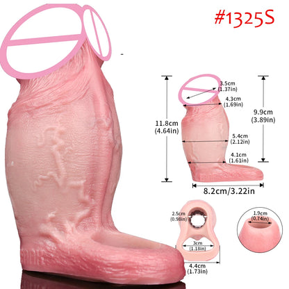 FAAK Silicone Penis Sleeve Ring Realistic Hollow Dildo Size S M Dildo Sheath Delay Ejaculating Cock Enlarger Sex Toys For Men